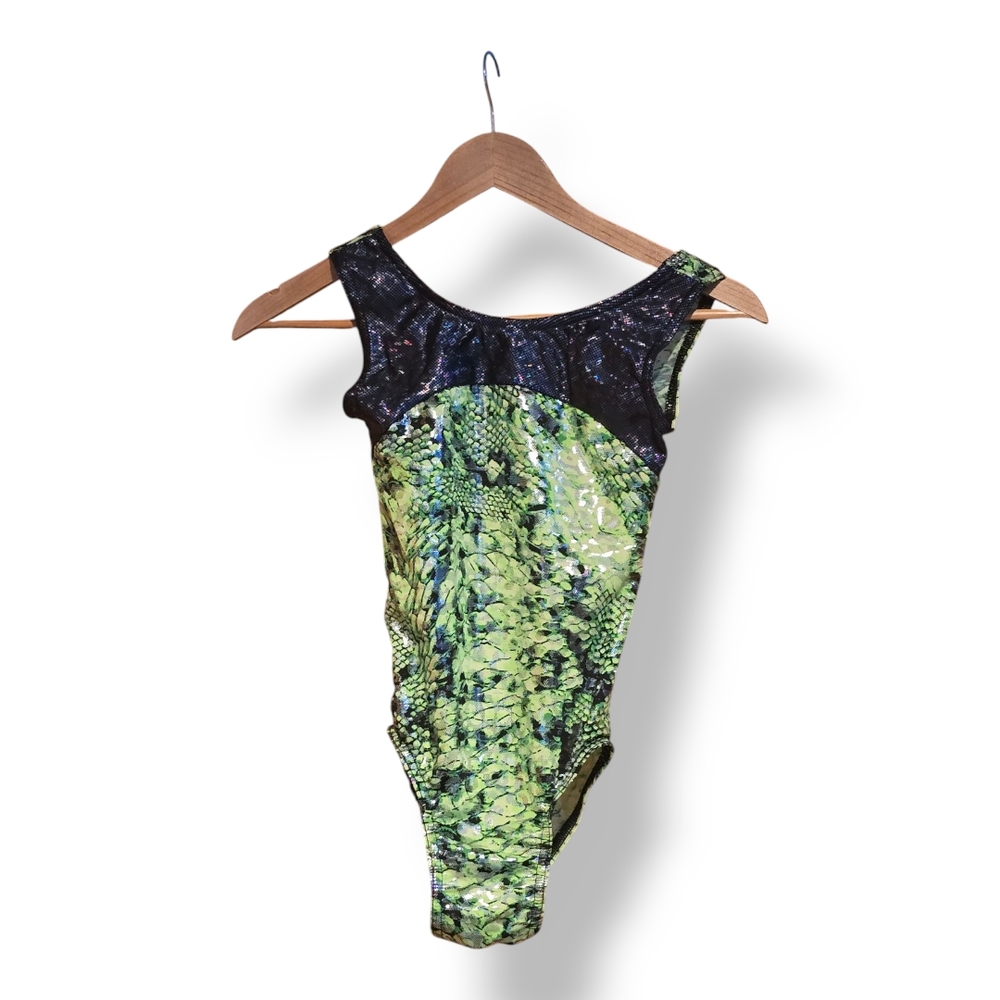 Green and Black Patterned Leotard
